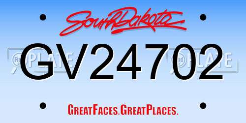 GV24702 South Dakota License Plate