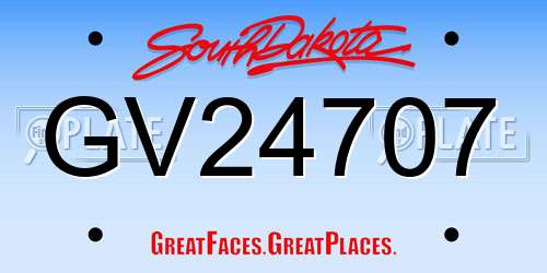 GV24707 South Dakota License Plate