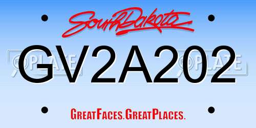 GV2A202 South Dakota License Plate