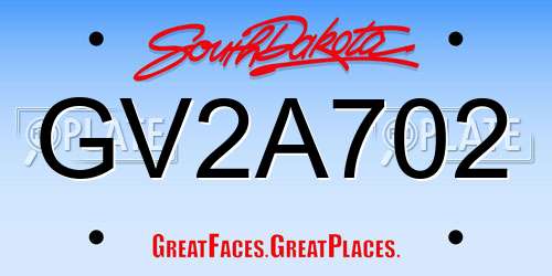 GV2A702 South Dakota License Plate