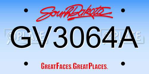 GV3064A South Dakota License Plate