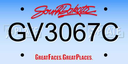 GV3067C South Dakota License Plate