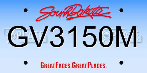 GV3150M South Dakota License Plate