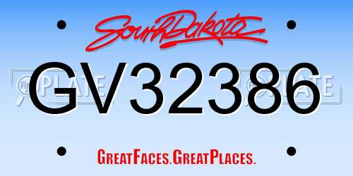 GV32386 South Dakota License Plate