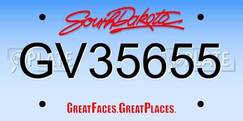 GV35655 South Dakota License Plate