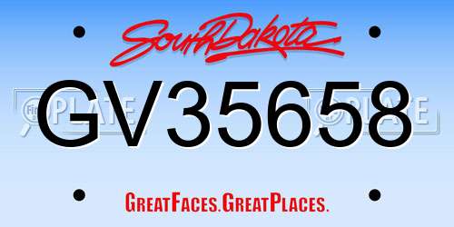 GV35658 South Dakota License Plate