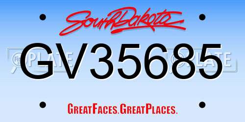 GV35685 South Dakota License Plate