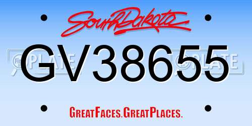 GV38655 South Dakota License Plate