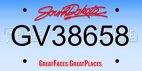 GV38658 South Dakota License Plate