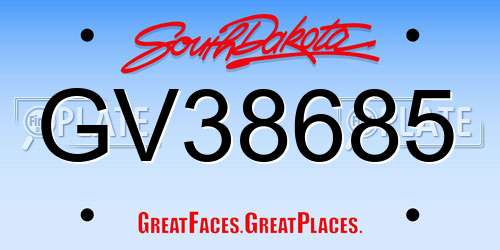 GV38685 South Dakota License Plate