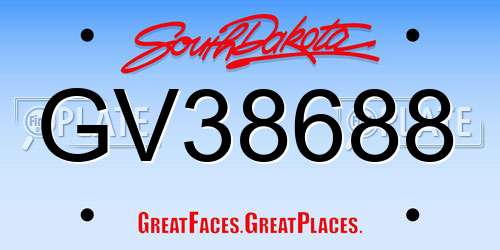 GV38688 South Dakota License Plate
