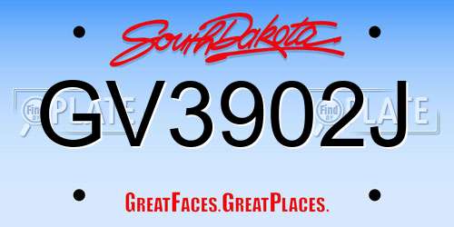 GV3902J South Dakota License Plate