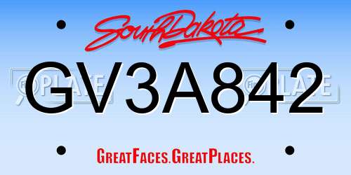 GV3A842 South Dakota License Plate