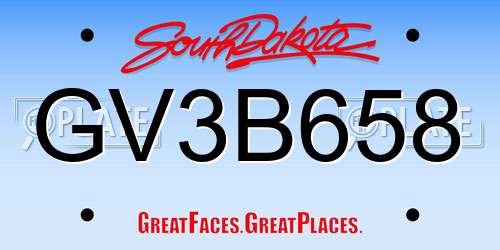 GV3B658 South Dakota License Plate