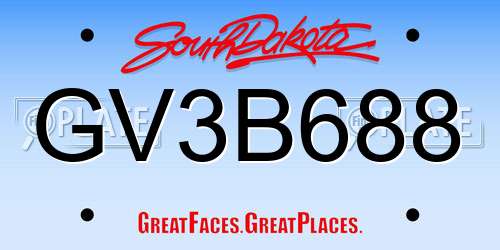 GV3B688 South Dakota License Plate