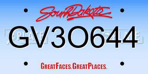 GV3O644 South Dakota License Plate