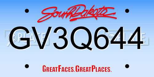 GV3Q644 South Dakota License Plate