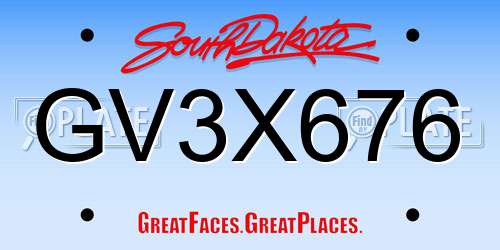 GV3X676 South Dakota License Plate