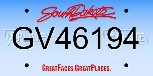 GV46194 South Dakota License Plate
