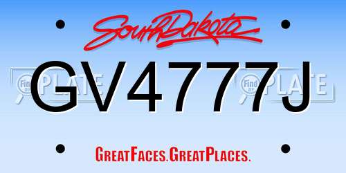 GV4777J South Dakota License Plate