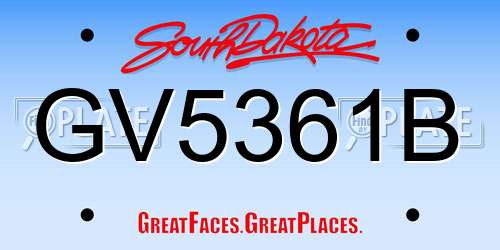 GV5361B South Dakota License Plate