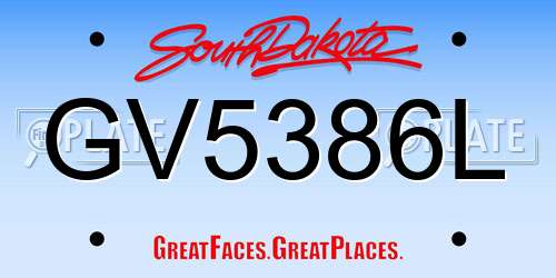 GV5386L South Dakota License Plate
