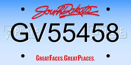 GV55458 South Dakota License Plate