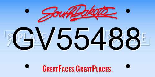 GV55488 South Dakota License Plate