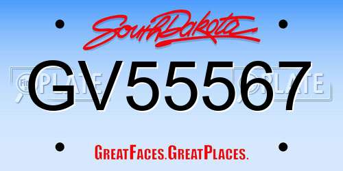 GV55567 South Dakota License Plate