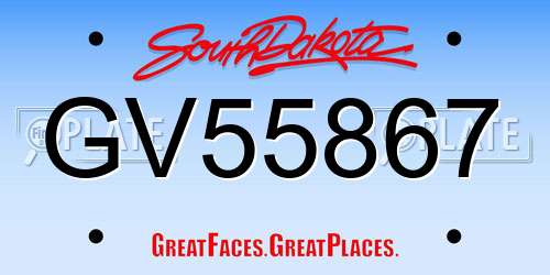 GV55867 South Dakota License Plate