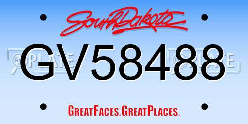 GV58488 South Dakota License Plate