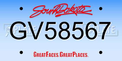 GV58567 South Dakota License Plate