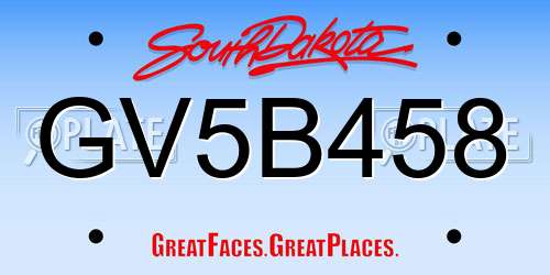 GV5B458 South Dakota License Plate