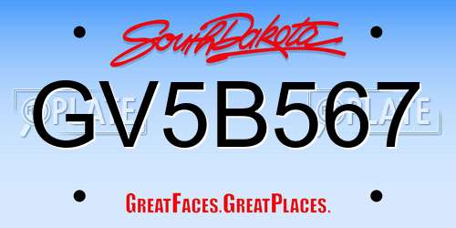 GV5B567 South Dakota License Plate