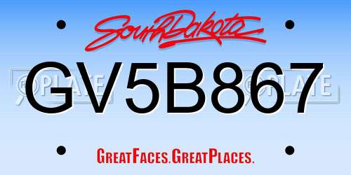 GV5B867 South Dakota License Plate