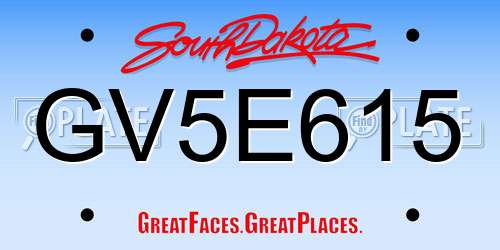 GV5E615 South Dakota License Plate