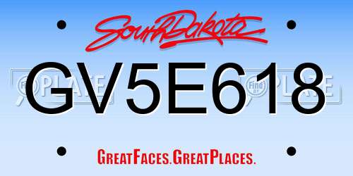 GV5E618 South Dakota License Plate