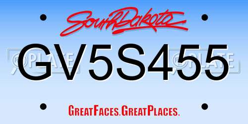 GV5S455 South Dakota License Plate