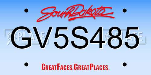 GV5S485 South Dakota License Plate