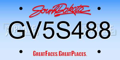 GV5S488 South Dakota License Plate