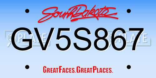 GV5S867 South Dakota License Plate