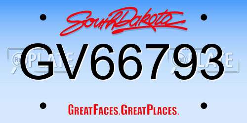 GV66793 South Dakota License Plate