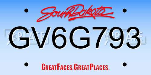 GV6G793 South Dakota License Plate