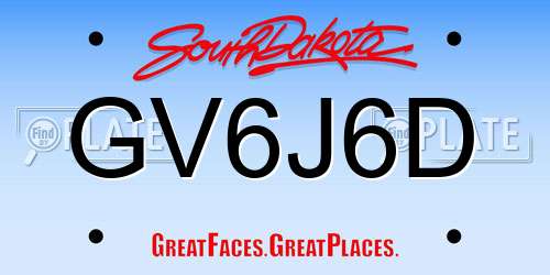 GV6J6D South Dakota License Plate