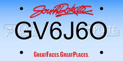 GV6J6O South Dakota License Plate