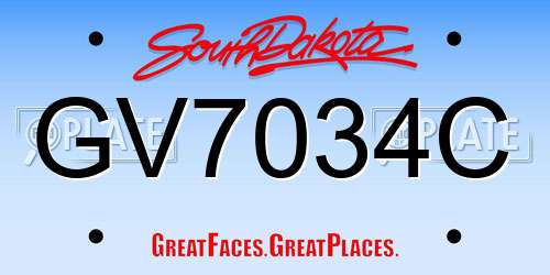 GV7034C South Dakota License Plate