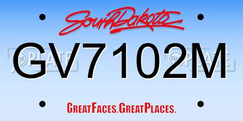 GV7102M South Dakota License Plate