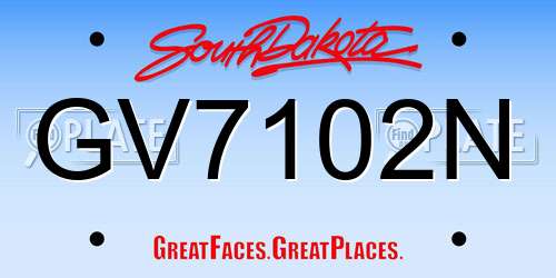 GV7102N South Dakota License Plate