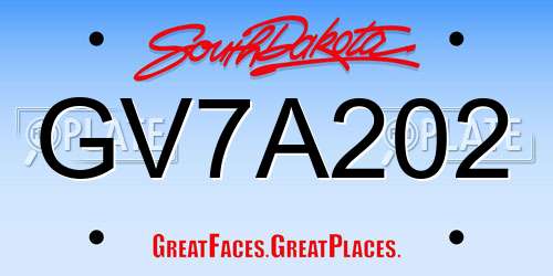 GV7A202 South Dakota License Plate