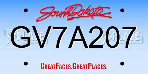 GV7A207 South Dakota License Plate